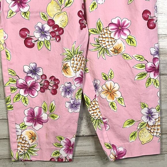 BRIGGS PETITE CAPRI COLORFUL PINK TROPICAL PRINT BEACH SUMMER SIZE 12 - Picture 3 of 9